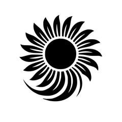 Abstract Black and White Sunflower Design: Minimalist Botanical Art Print