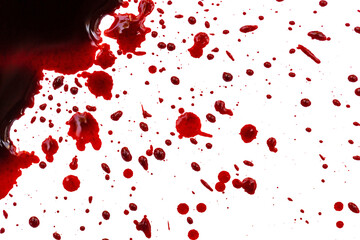 drop of blood on a white background