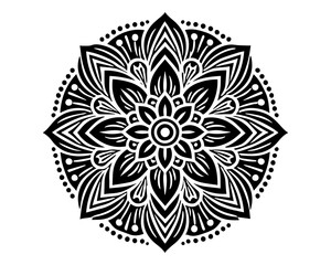  black mandala vector silhouette desing islated on white backgrouudnd