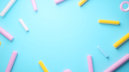 Colorful Craft Supplies on Blue Background for Fun and Creative Projects and Activities