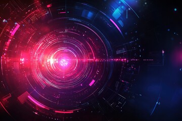 Obraz premium Futuristic hi tech digital interface with floating data points dynamic electronic connections and a glowing energy network Abstract technology background with a modern innovative.