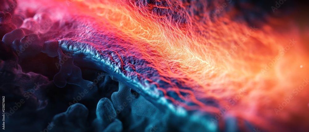 Poster a vibrant abstract representation of energy flow, showcasing dynamic colors and intricate patterns, 