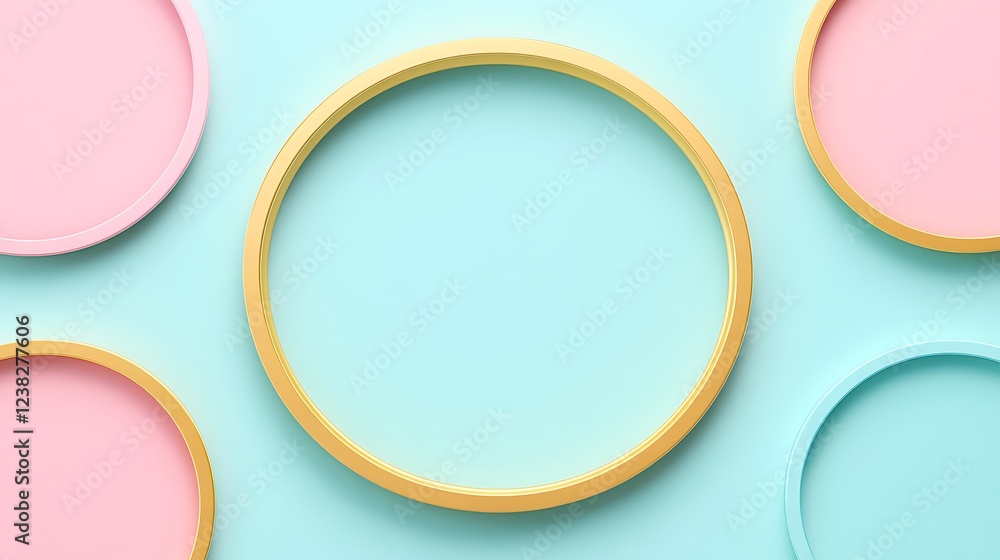Poster colorful empty frames on a soft pastel background for creative display and art projects