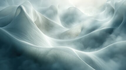 Obraz premium Waves of Mist and Light Create a Surreal Landscape in Soft Hues. Generative AI