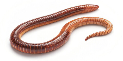 Realistic Earthworm Isolated on a White Background for Educational Purposes