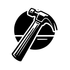 Hammer Tool: Black and White Graphic Design - Construction, DIY, and Repair Symbol