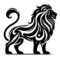 Majestic Tribal Lion: Black and White Tattoo Design. A powerful symbol of nature, royalty, and wild elegance. Perfect for art, decor, and tattoo inspiration.