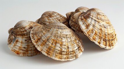 Obraz premium Raw Clams on White Isolated Background