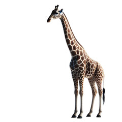 Naklejka premium A standing giraffe PNG with a transparent background - Giraffe PNG - Transparent background giraffe image 