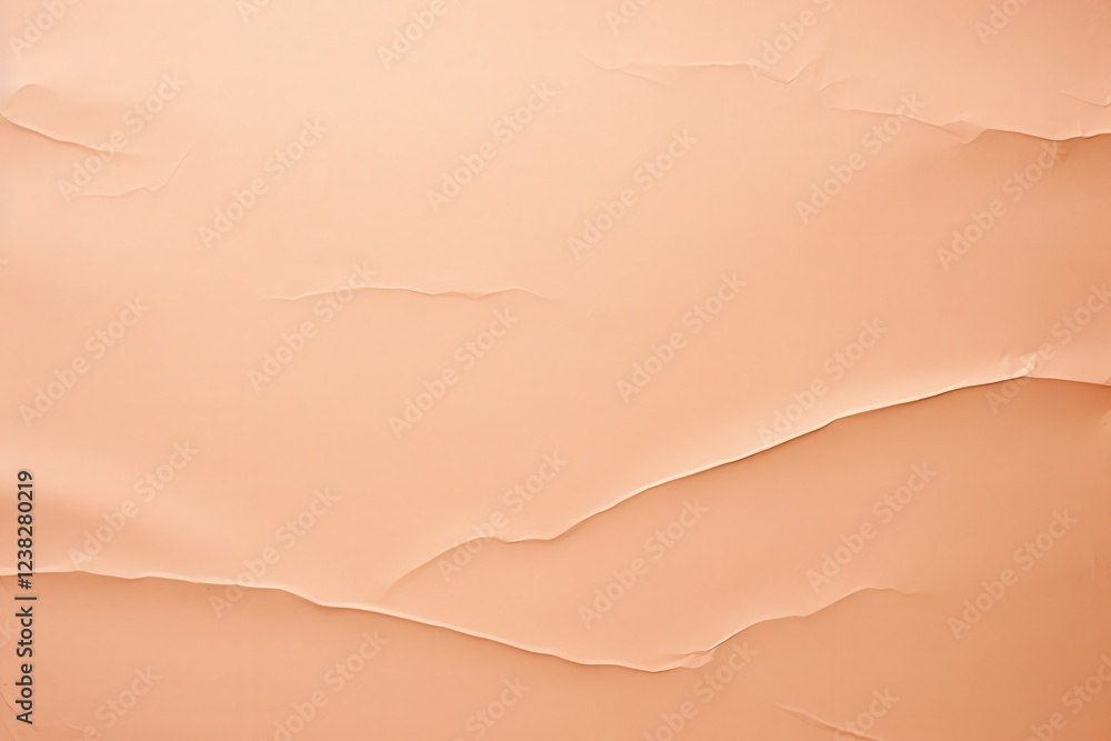 Poster smooth texture of glued peach color paper with gentle creases creating an elegant backdrop for art, 