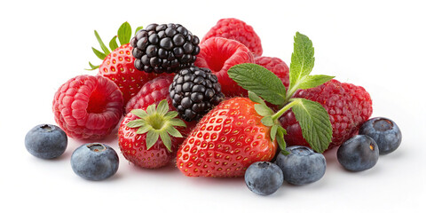 Frozen Mixed Berries Isolated on a White Background for Healthy Eating
