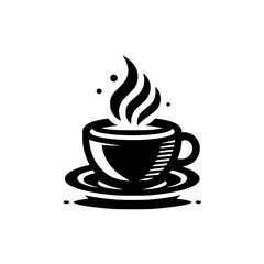 Aromatic Coffee Cup: A Simple Black and White Coffee Illustration