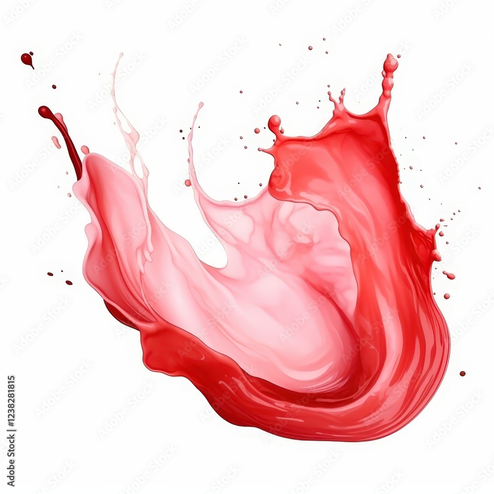 Poster abstract red splash of paint creating artistic stains on a white background capturing dynamic motion