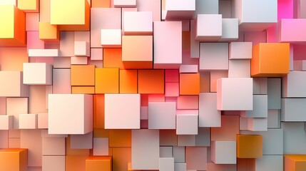 Abstract Orange White Cubes Wall Texture Background