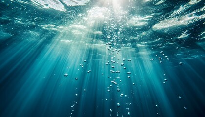 Underwater Sunlight Beams and Rising Bubbles