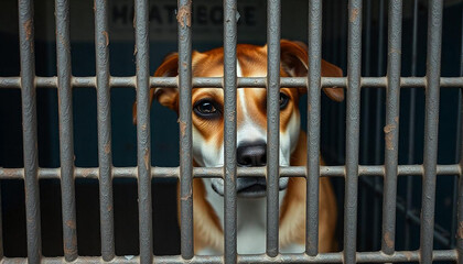 dog in cage