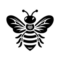 Stylized Bee: Black and White Honeybee Vector Graphic. Perfect for logos, prints, and designs.  A striking insect illustration.