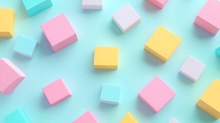 Obraz premium Colorful geometric shapes arranged playfully on a light blue background creating a vibrant artistic composition