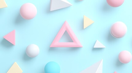 Colorful Geometric Shapes Arrangement on Soft Blue Background for Modern Design and Creative Projects