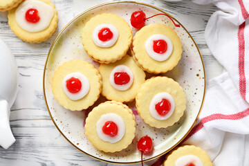 Empire Biscuits classic Scottish cookie. top view