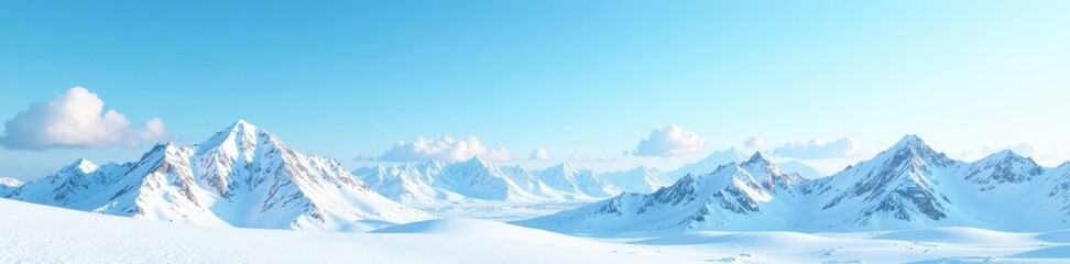 Obraz premium Pale blue sky with snow-capped mountain range, landscape, winter, scenery