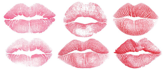 PNG Colorful lipstick kiss prints, element set on transparent background