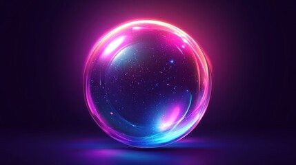 Glowing sphere, cosmic dust, dark background, digital art, website banner
