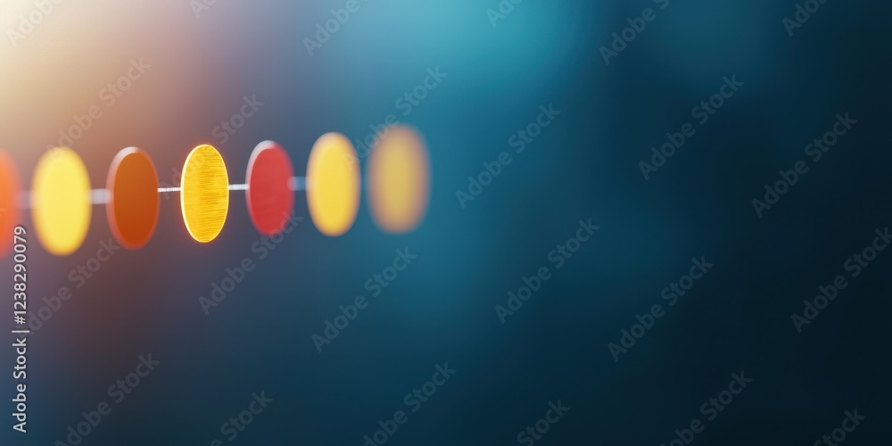 Poster colorful circular discs floating in soft light background