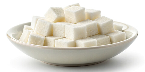 Sugar Cubes in Bowl Isolated for Culinary Presentation