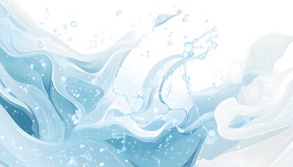 Abstract Blue Water Swirls and Bubbles Design