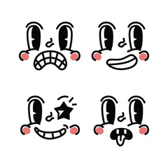 Hand drawn retro cartoon and comic face collection graphic