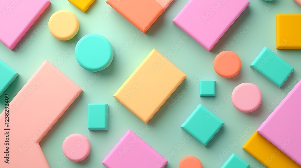 Aufkleber colorful geometric shapes on soft background creating visual harmony and playful atmosphere in moder