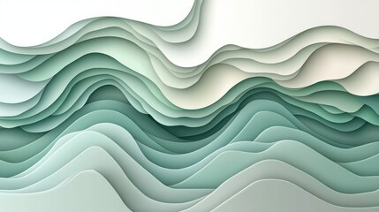Obraz premium Abstract green waves paper cut design background