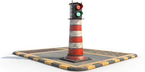 Traffic Pole Isolated on a White Background for Urban Infrastructure