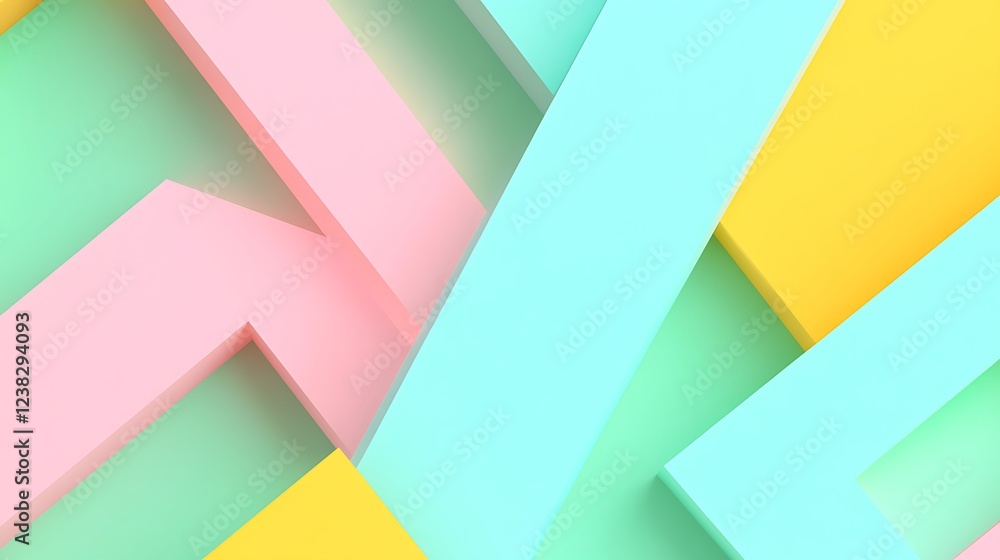 Poster colorful geometric shapes with soft pastel tones and dynamic angles for modern design and background