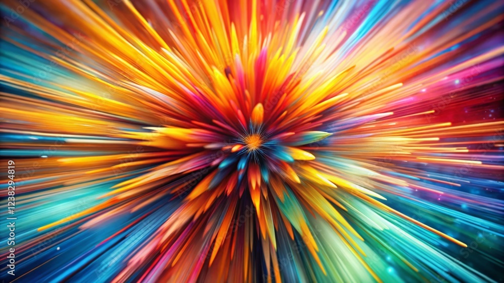 Wall mural Abstract Colorful Explosion: Vibrant Energy Radiating Artistic Design, Tilt-Shift Photography