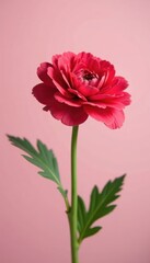 Fototapeta premium Ranunculus bloom with soft focus against a plain background, flower, gentle