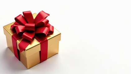 Obraz premium Red and gold gift bow on a white background isolated, gift bow, presents