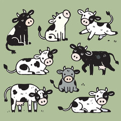 Obraz premium cow in various poses, in vector format.
