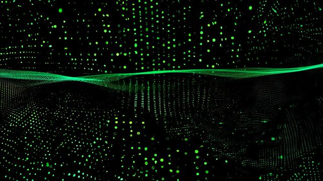 Green patterns create dynamic visuals