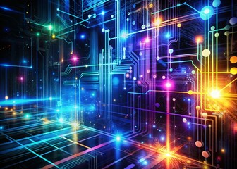 Abstract Cyber Background: Futuristic High-Tech Digital Network Texture