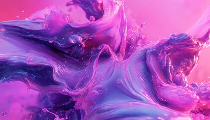 Fluorescent Pink and Purple Fluid Surfaces Creating Dynamic Flowing Patterns