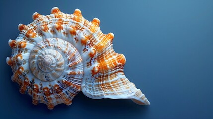 Sea shell on blue background isolated