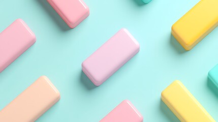 Colorful Rectangular Blocks on Soft Blue Surface for Fun and Playful Background Design Elements