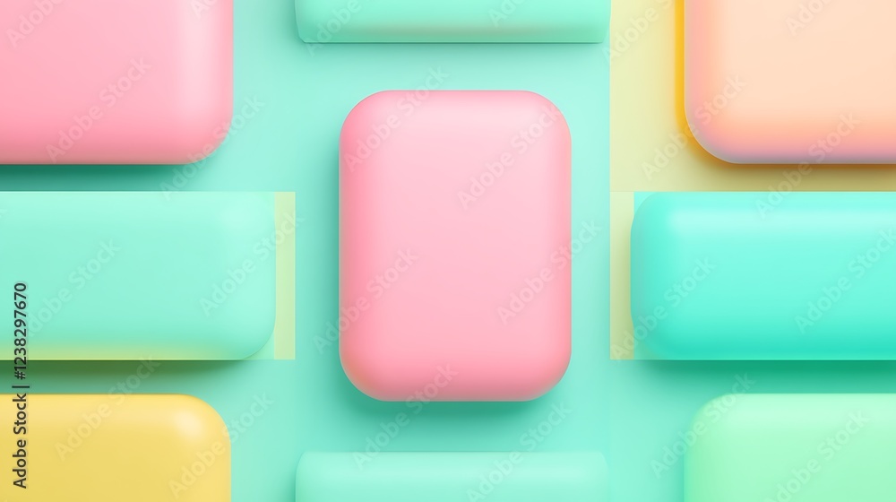 Poster colorful rectangular shapes on mint background for modern abstract design and creative projects