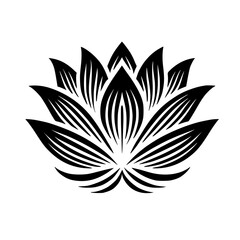 Geometric Lotus Flower: Black and White Minimalist Botanical Art Print.  Elegant, Simple, and Modern Floral Design. Perfect for Home Decor or Graphic Design Projects.