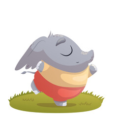 Illustration of elephant doing yoga. Healthy and wellness lifestyle. Flat vector illustration