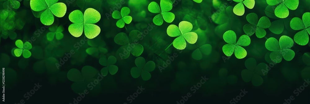 Aufkleber lush green background with delicate clovers and leafy patterns for natural and organic themes in des