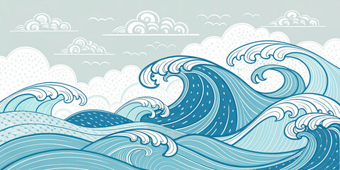 An Abstract Background Featuring Hand-Drawn Waves in Vector Style
