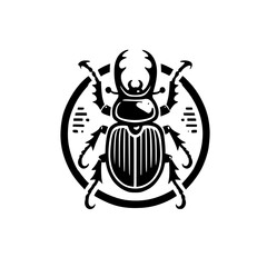 Majestic Stag Beetle: A Striking Black and White Vector Illustration